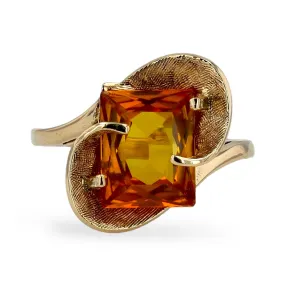 10k yellow gold lotus citrine ring