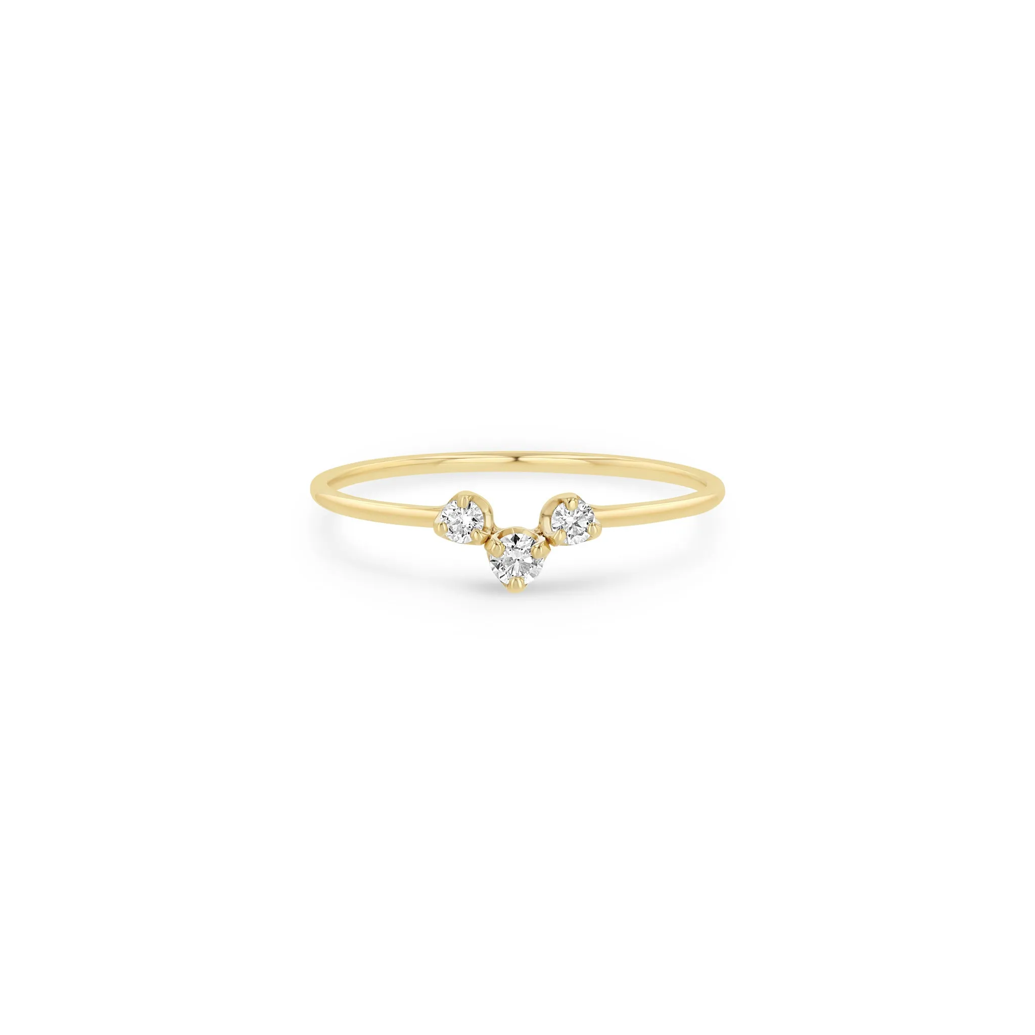 14k 3 Graduated Prong Diamond Curve Ring