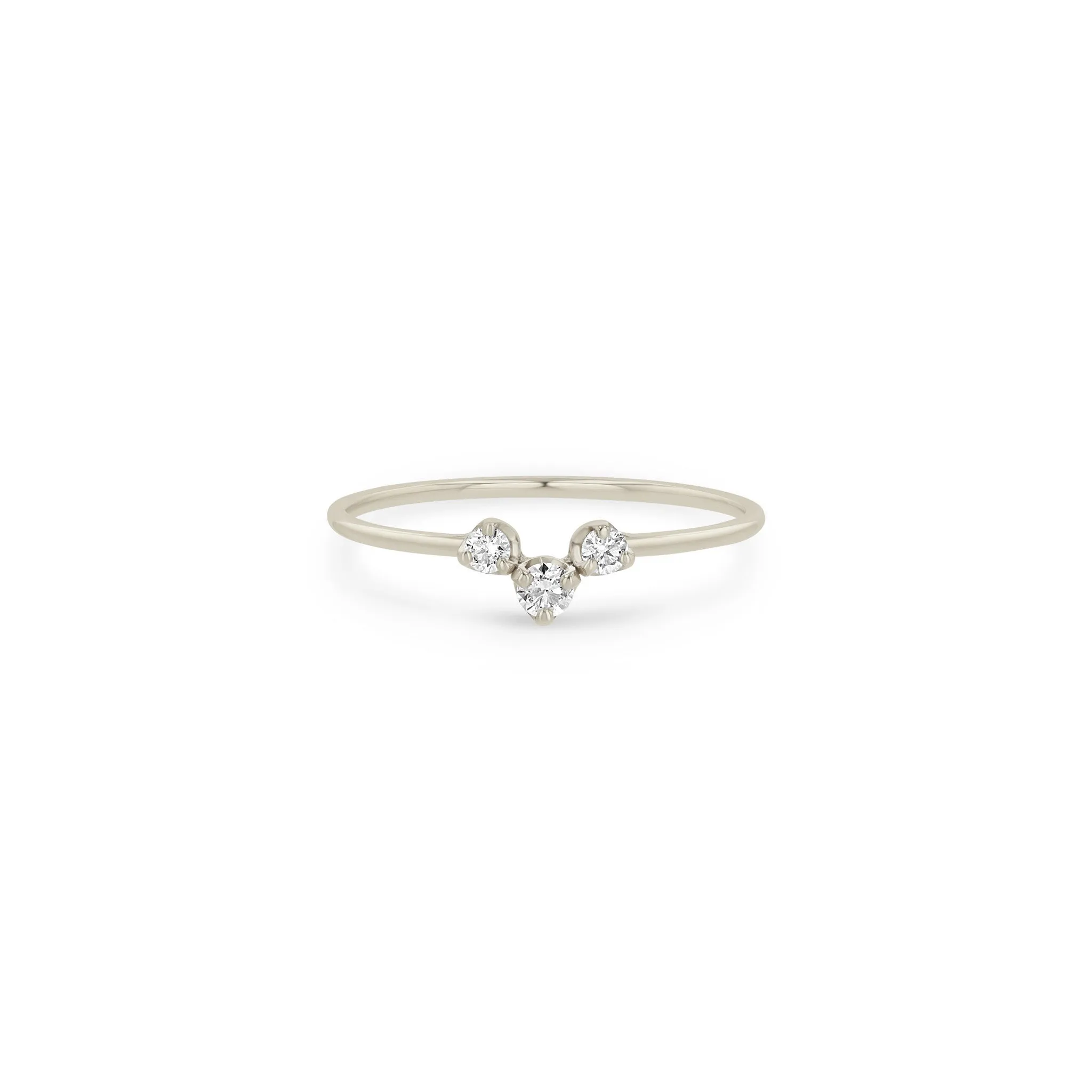 14k 3 Graduated Prong Diamond Curve Ring