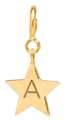 14k Medium Initial Star Charm Pendant on Spring Ring