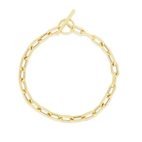 14K Yellow Gold Paperclip Toggle Bracelet - 7.5"