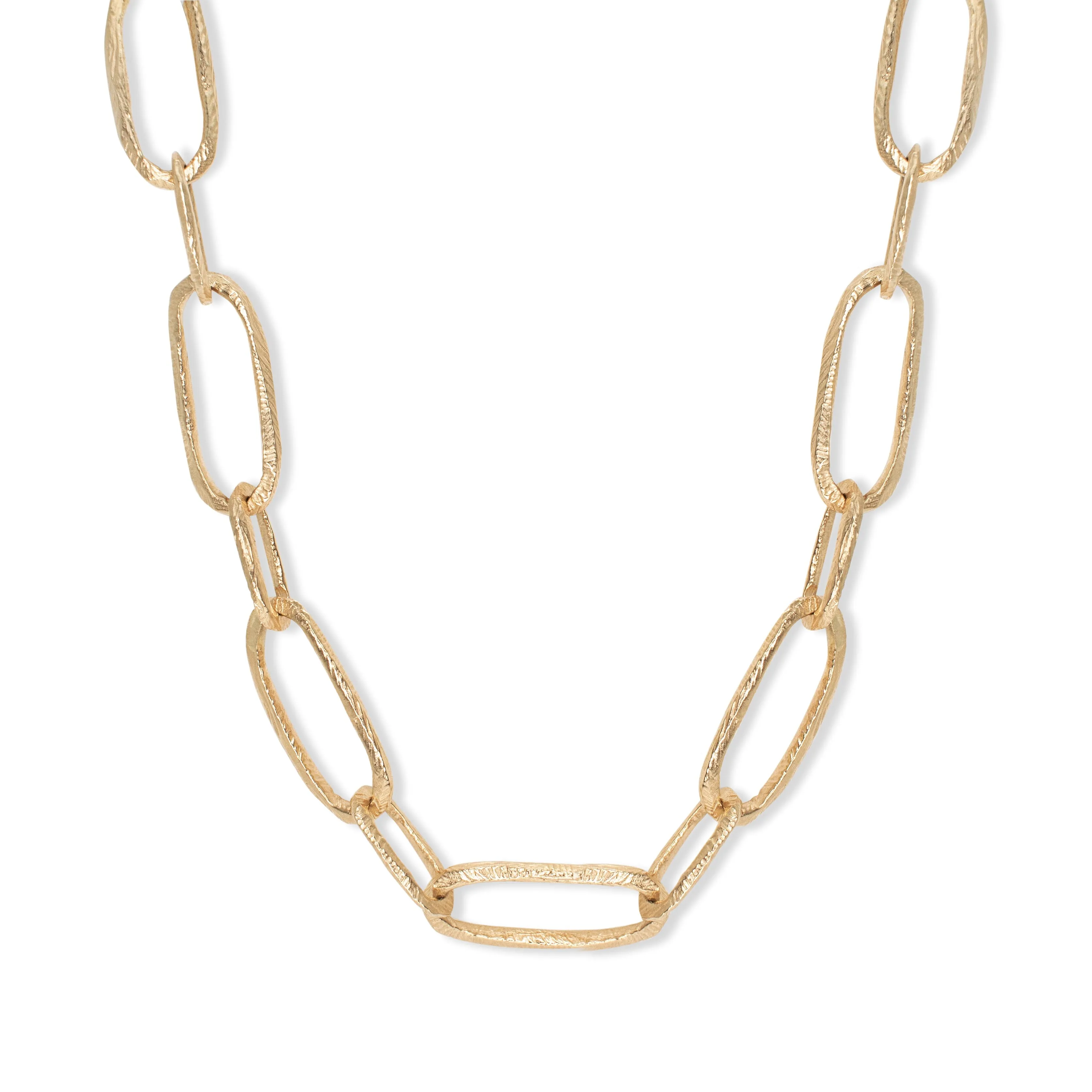 18K Carved Large Paperclip Link Necklace