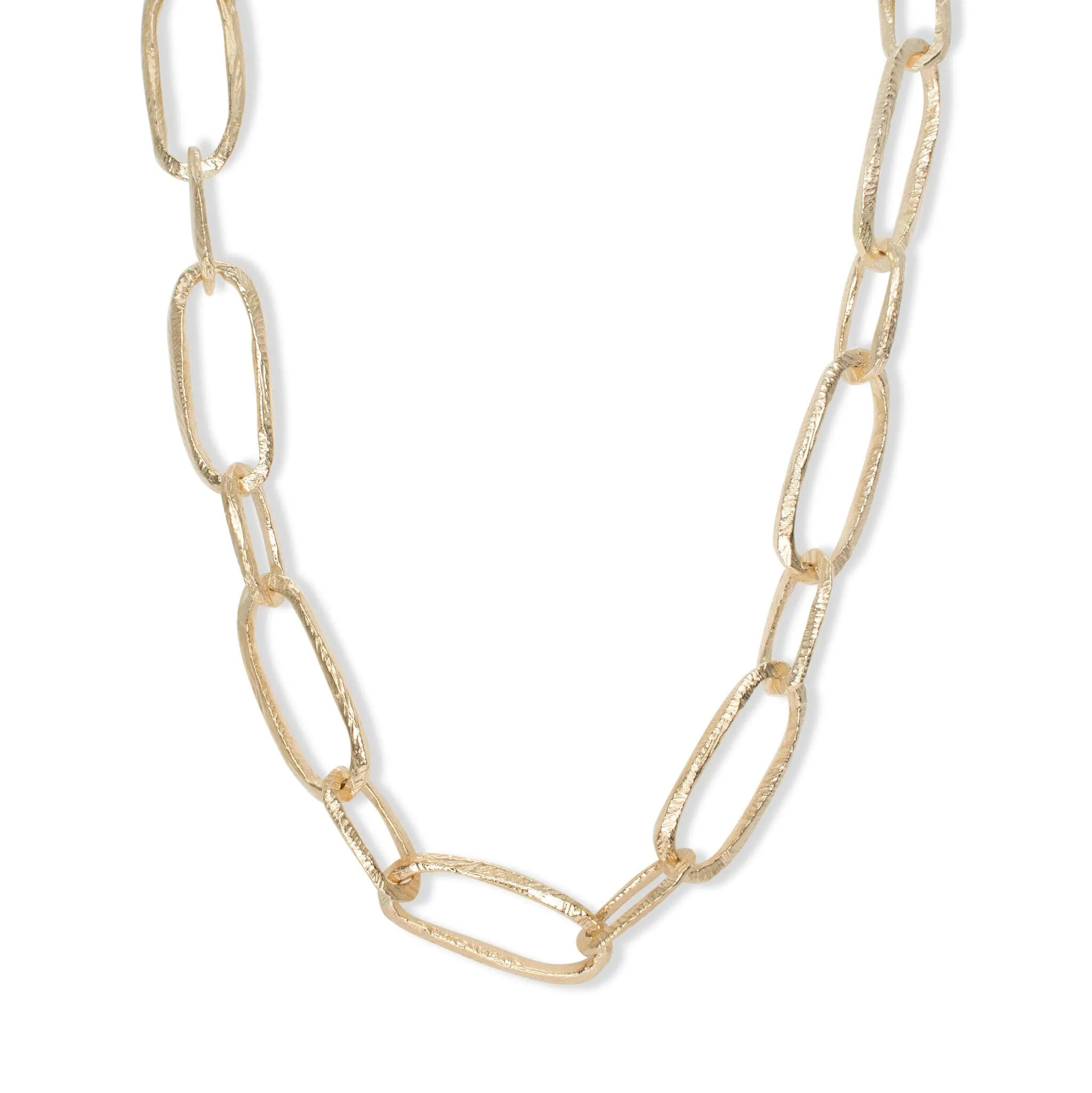 18K Carved Large Paperclip Link Necklace