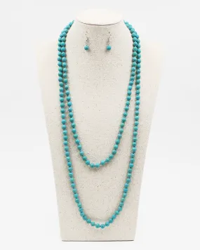 48" Turquoise Beaded Necklace Set