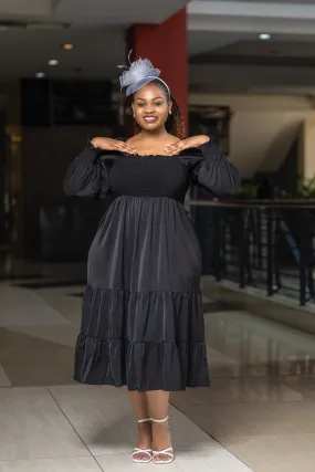 Black off shoulder elastic dress