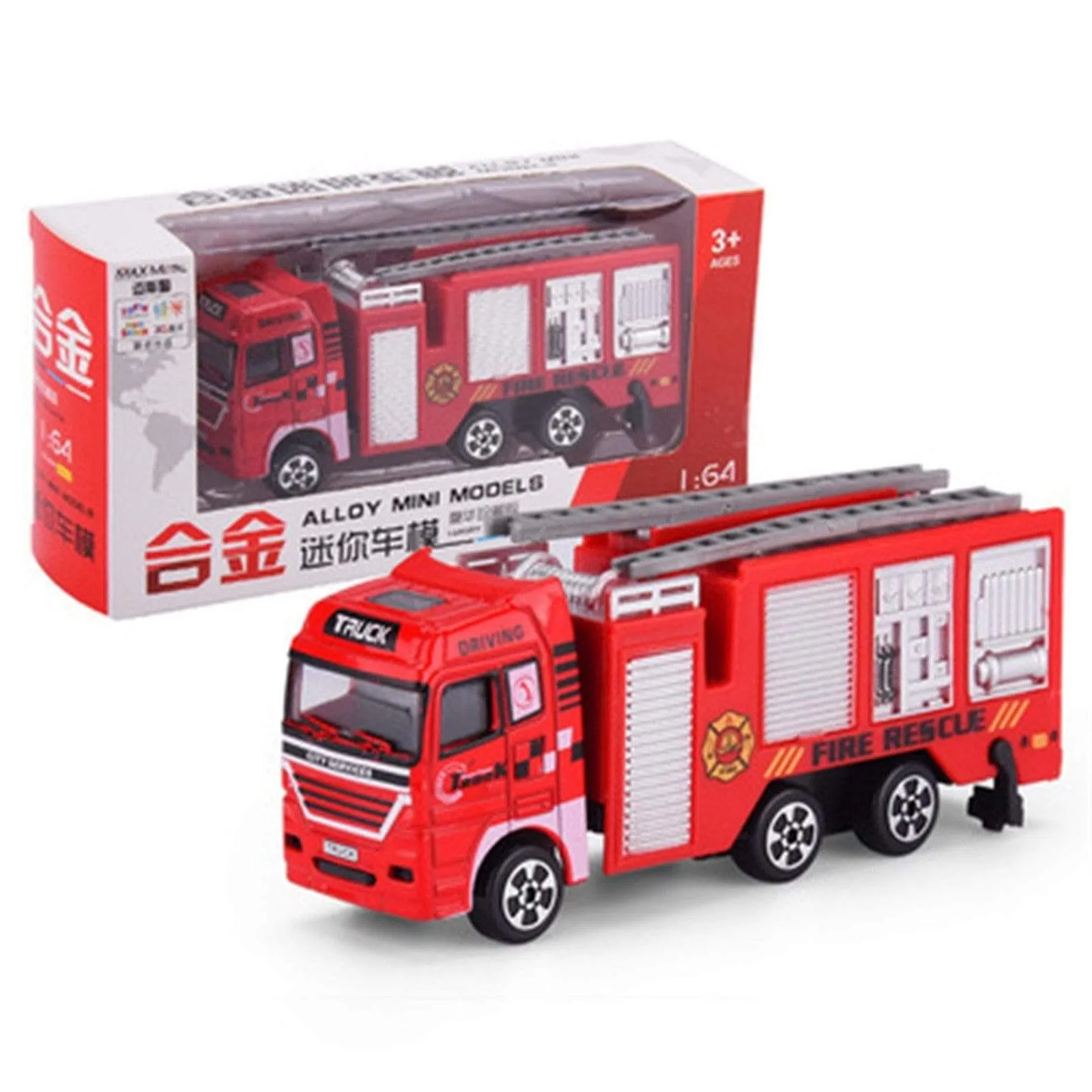 Die-cast Alloy Fire Truck Toys Set Simulation Fire Sandbox Game Rescue Car Tower Vehicles Kids Educational Best Birthday Gifts