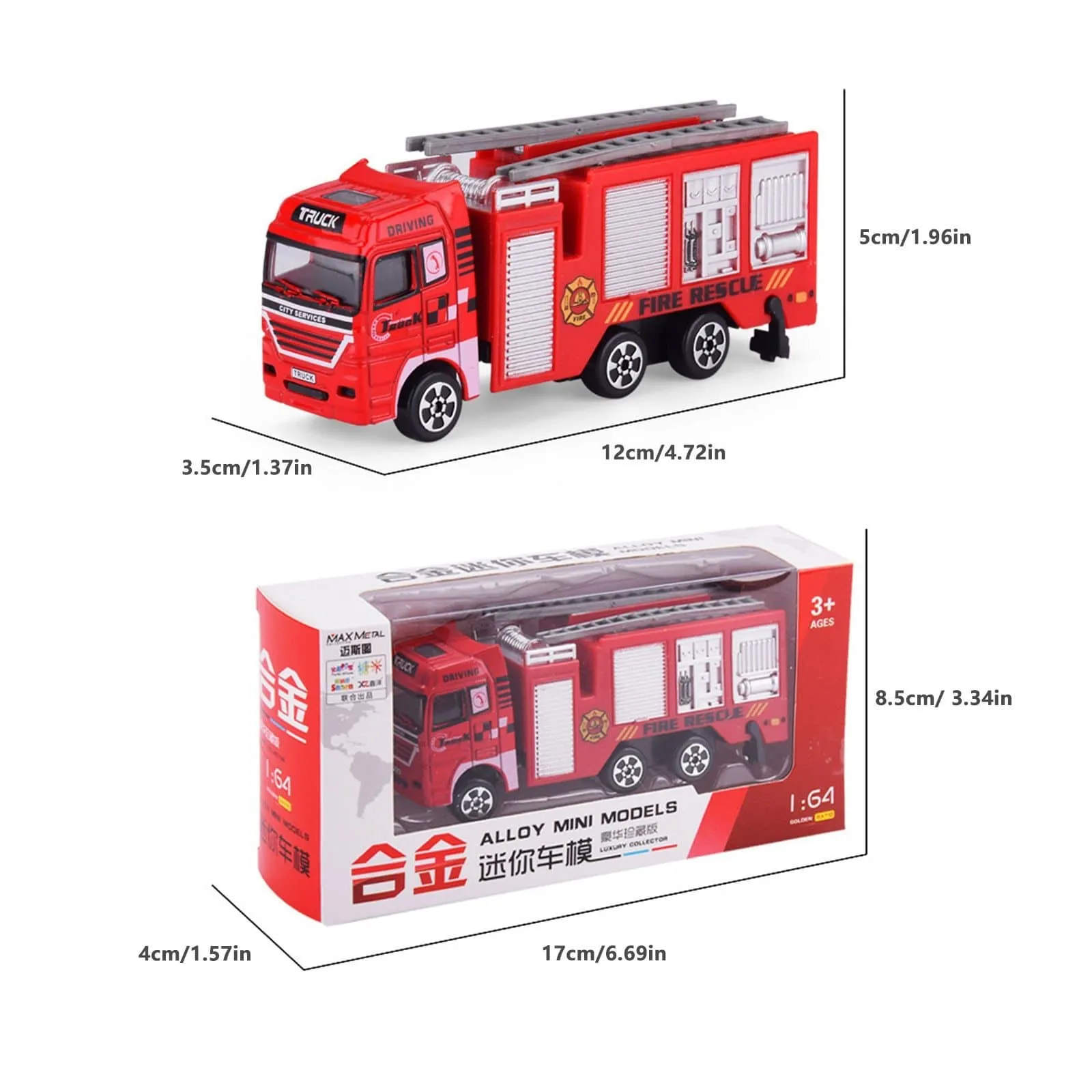 Die-cast Alloy Fire Truck Toys Set Simulation Fire Sandbox Game Rescue Car Tower Vehicles Kids Educational Best Birthday Gifts