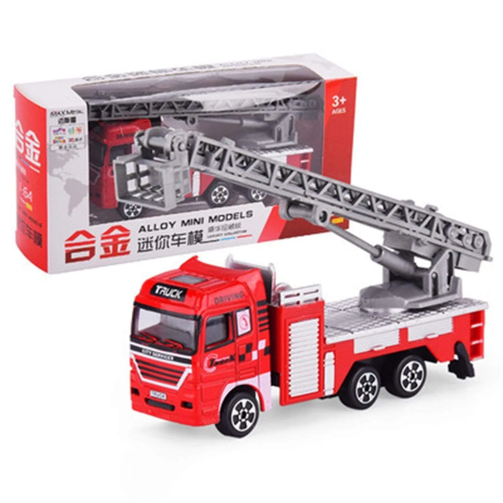 Die-cast Alloy Fire Truck Toys Set Simulation Fire Sandbox Game Rescue Car Tower Vehicles Kids Educational Best Birthday Gifts