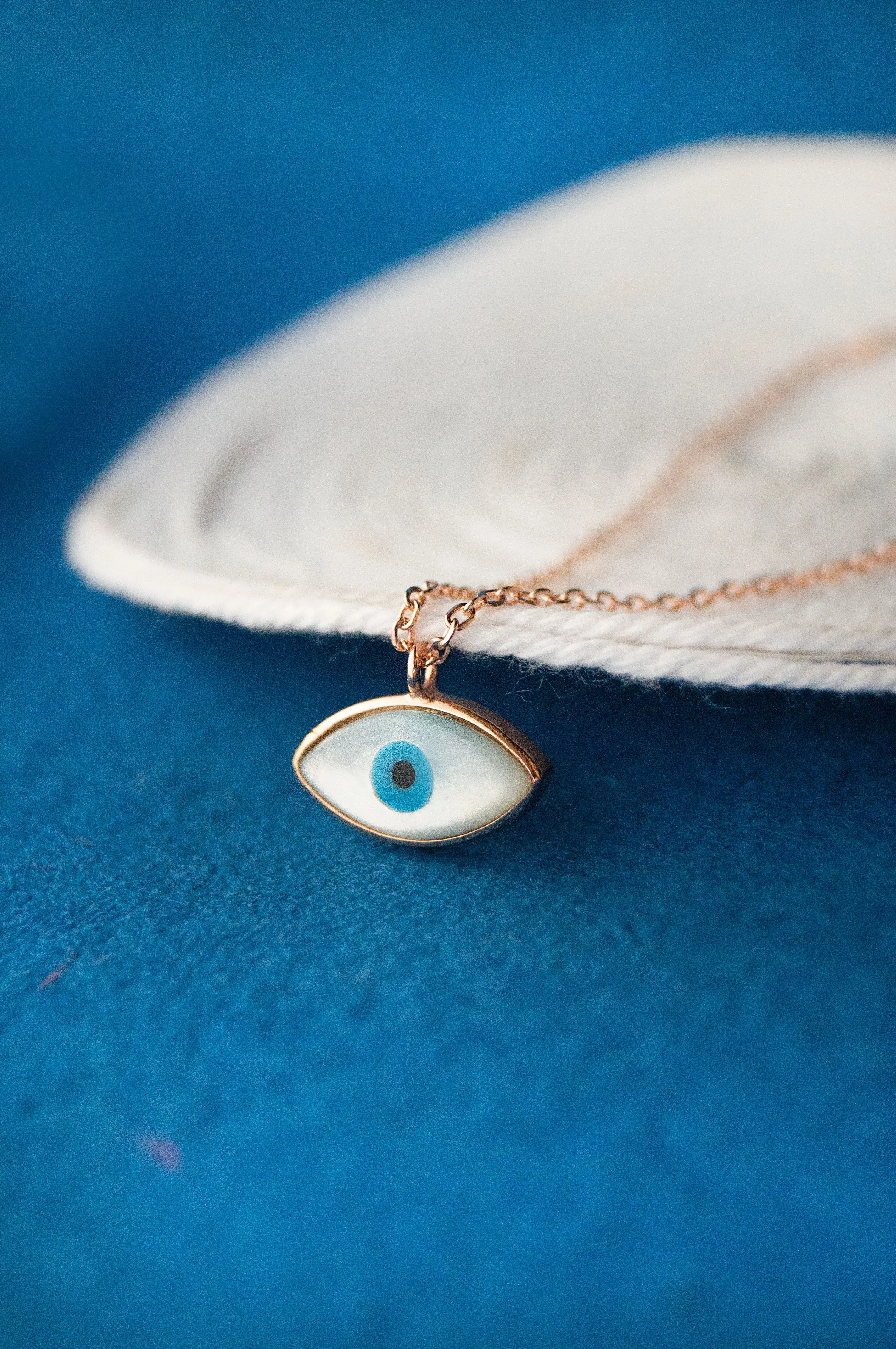 Evil Eye Eclectic Mother Of Pearl Sterling Silver Chain Necklace