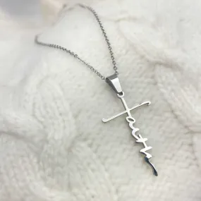 Faith Cross Necklace - Stainless Steel Pendant Necklace