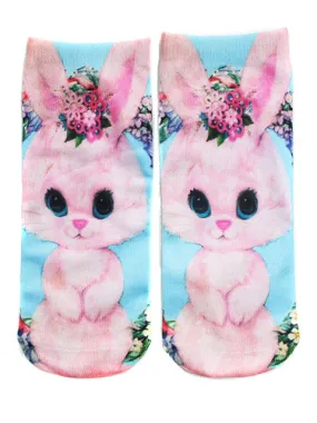 Kawaii Pastel Bunny Printed Socks