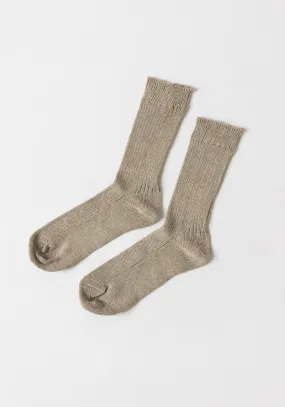 Linen Ribbed Socks in Natural