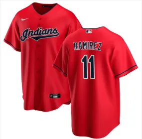 Mens Cleveland Indians Jose Ramirez Cool Base Replica Jersey Red