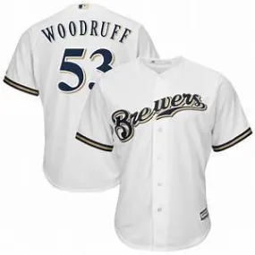 Mens Milwaukee Brewers Brandon Woodruff Cool Base Replica Jersey White