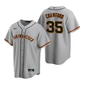 Mens San Francisco Giants Brandon Crawford Cool Base Replica Jersey Grey