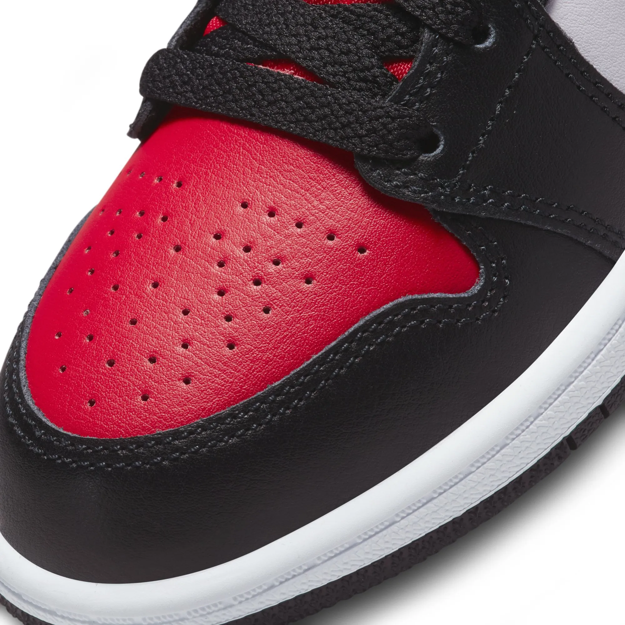 Nike Kid's Jordan 1 Mid Shoes - Black / Fire Red / White