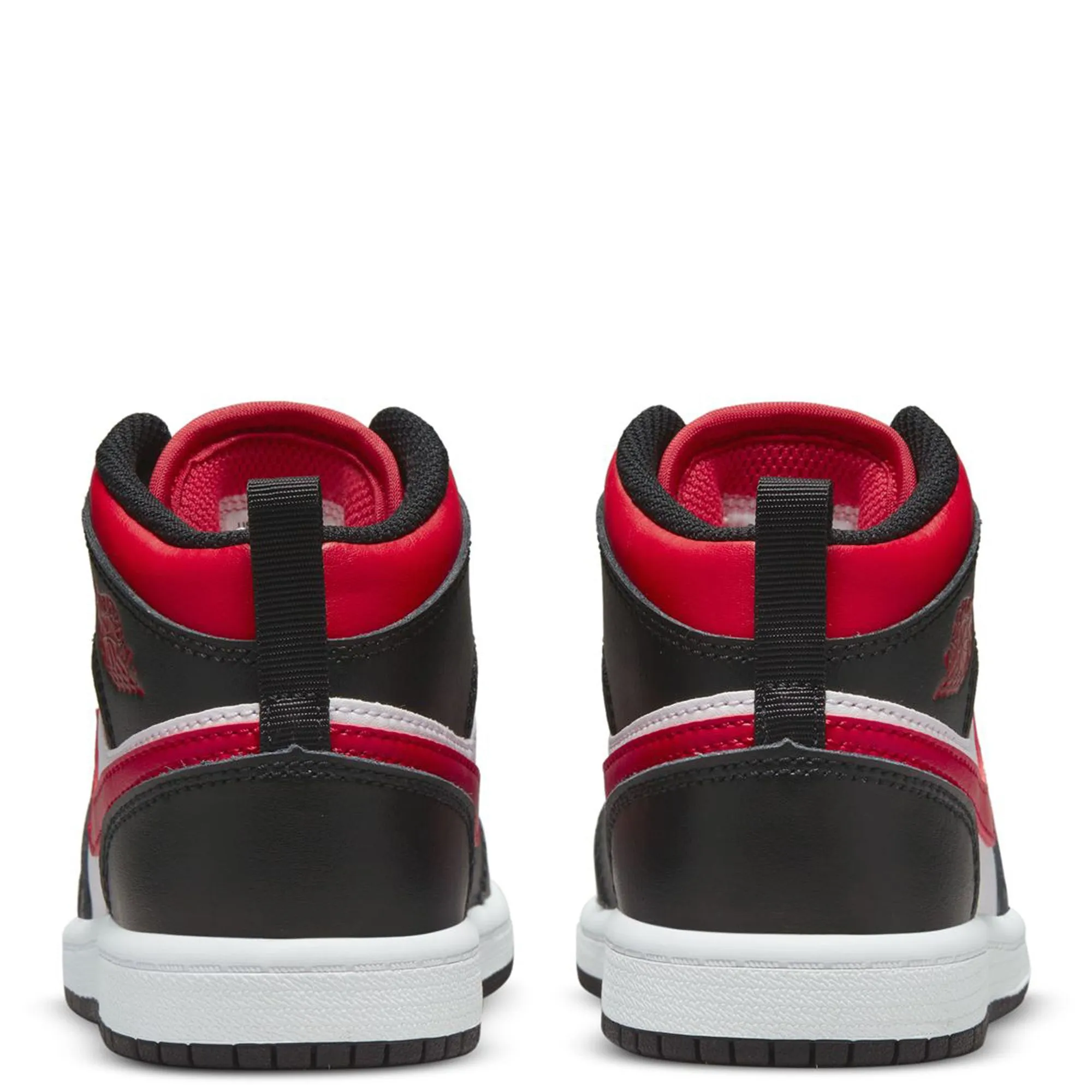 Nike Kid's Jordan 1 Mid Shoes - Black / Fire Red / White