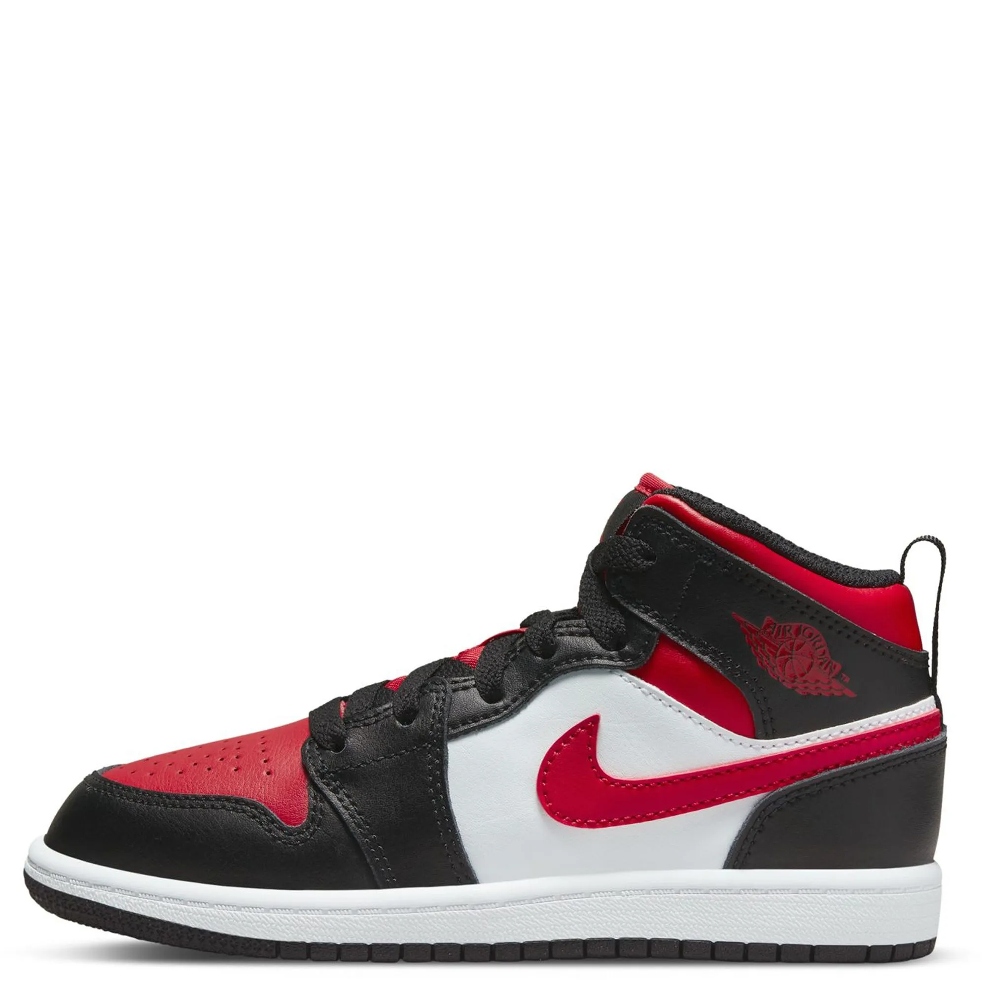 Nike Kid's Jordan 1 Mid Shoes - Black / Fire Red / White