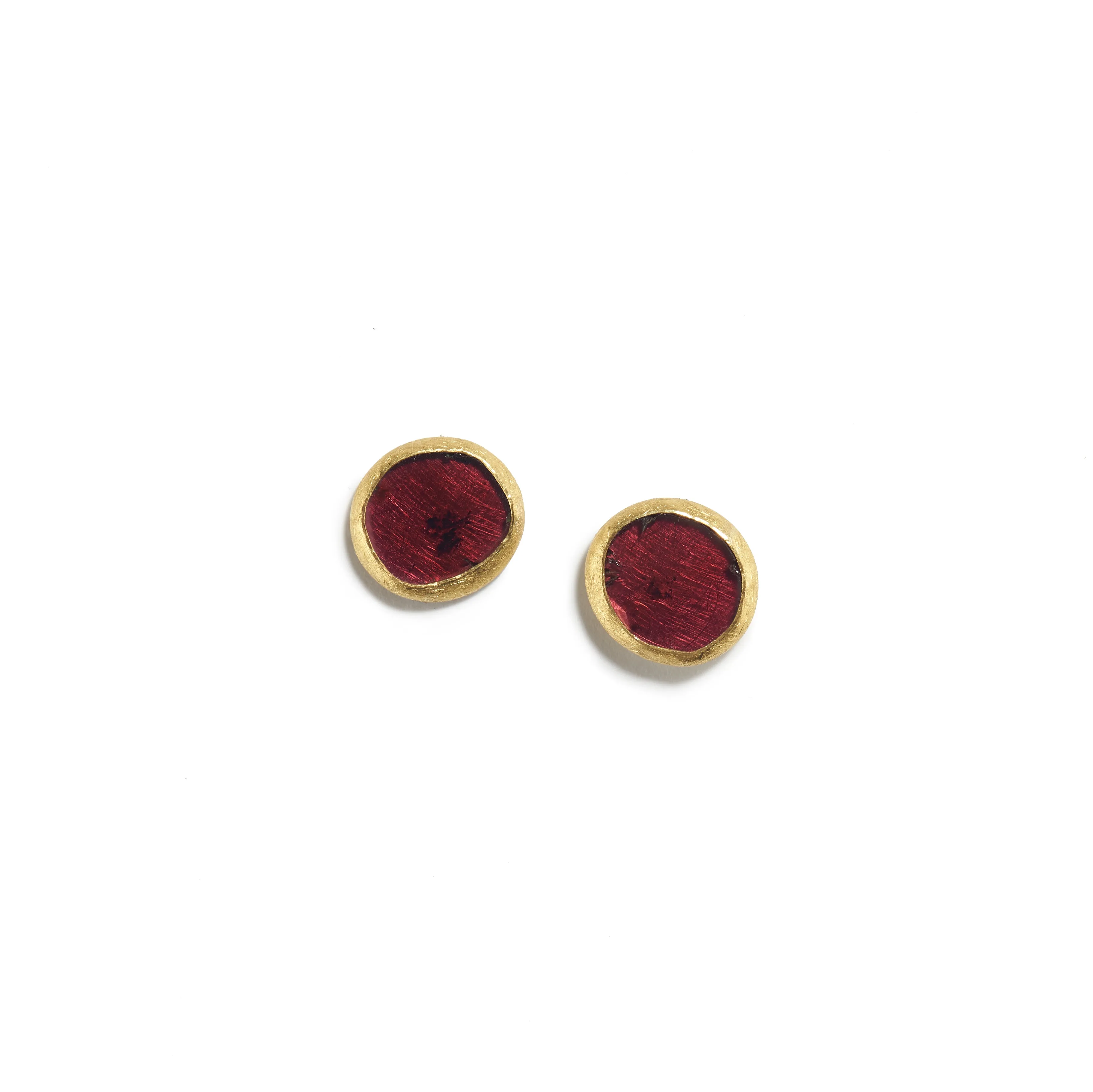 Oval Garnet Slice Earrings