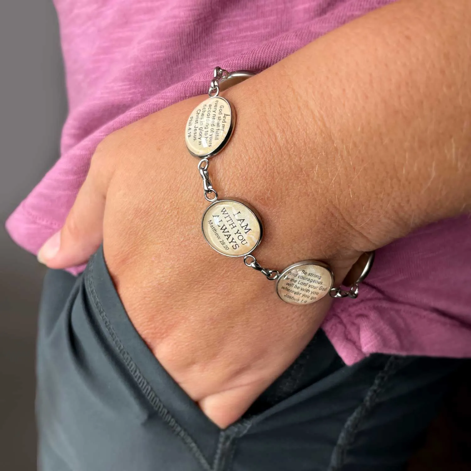 Personalized Mothers' Scripture Bracelet & Silver-Plated Christian Pendant Necklace Set – Personalized with Children's Names and Birth Dates!