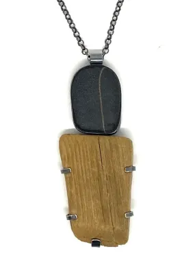 Rock and driftwood necklace