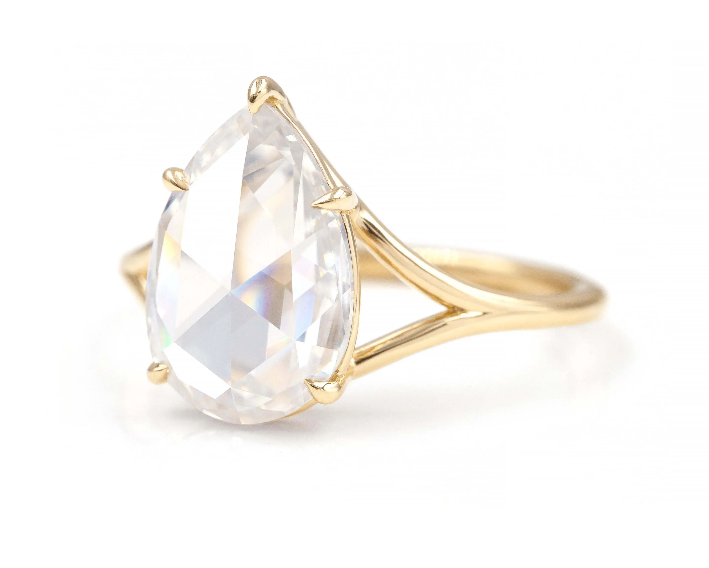 Rose Cut Pear Moissanite Gemma Ring