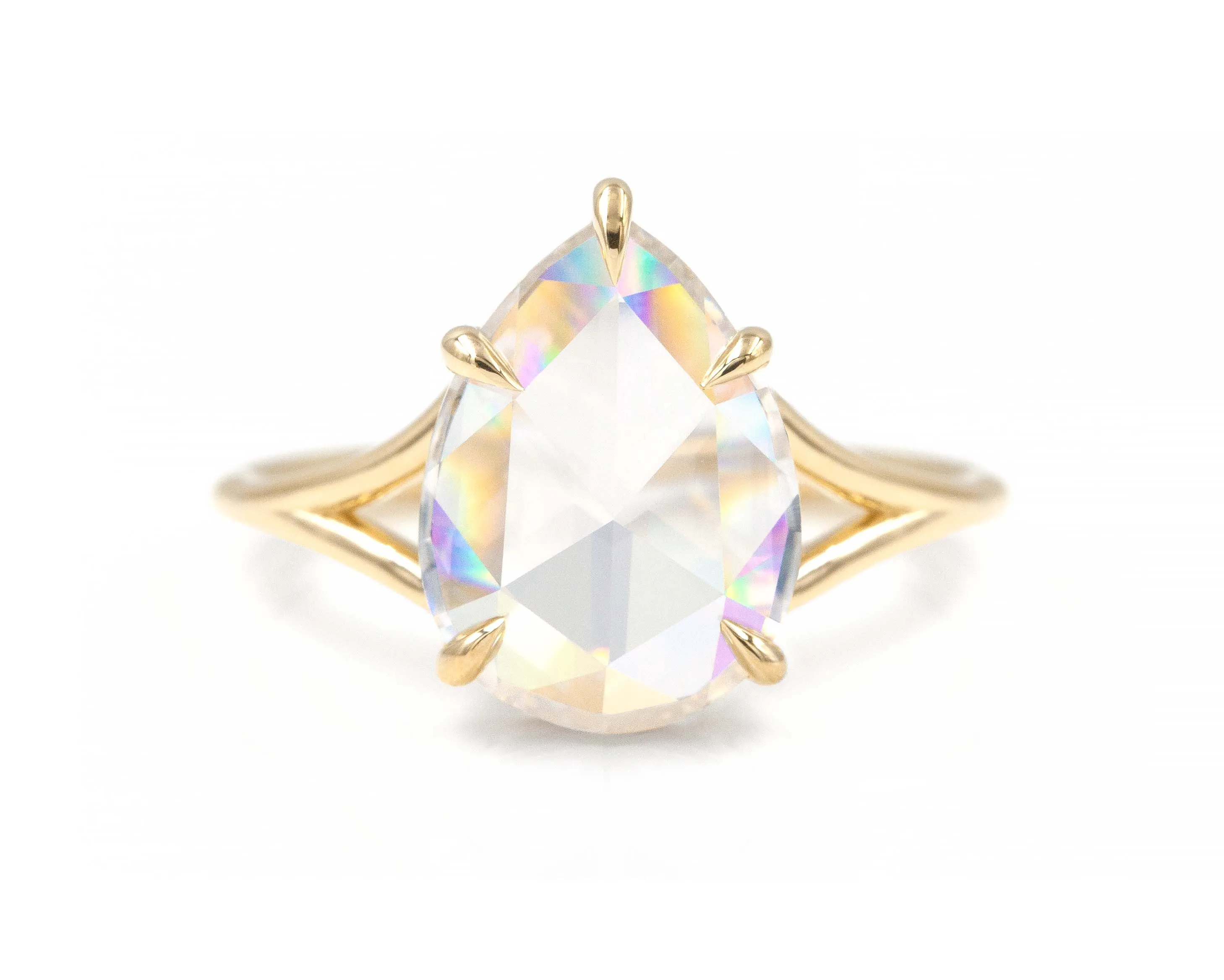 Rose Cut Pear Moissanite Gemma Ring