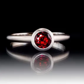 Round Chatham Ruby Elevated Bezel Solitaire Engagement Ring