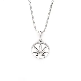 Sterling Silver Sativa Leaf Puffed Charm Pendant