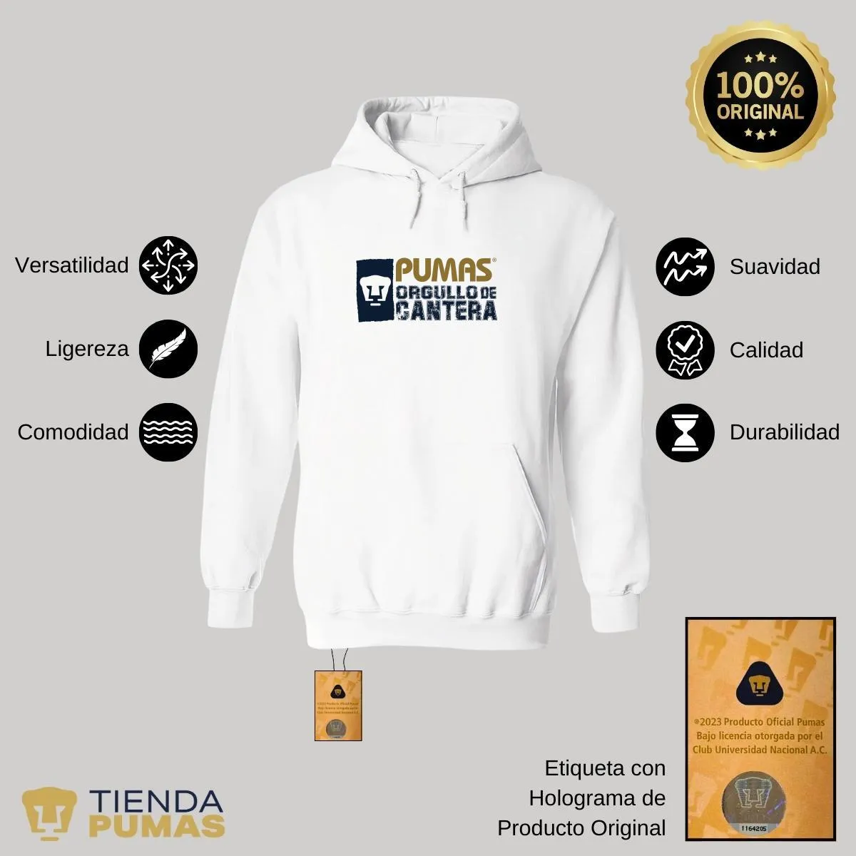 Sudadera Hombre Hoodie  Pumas UNAM Orgullo de cantera