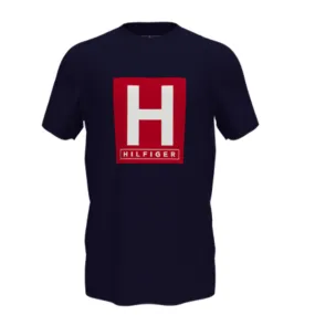 Tommy Hilfiger Mens H Crew Neck Tee - Navy Blue