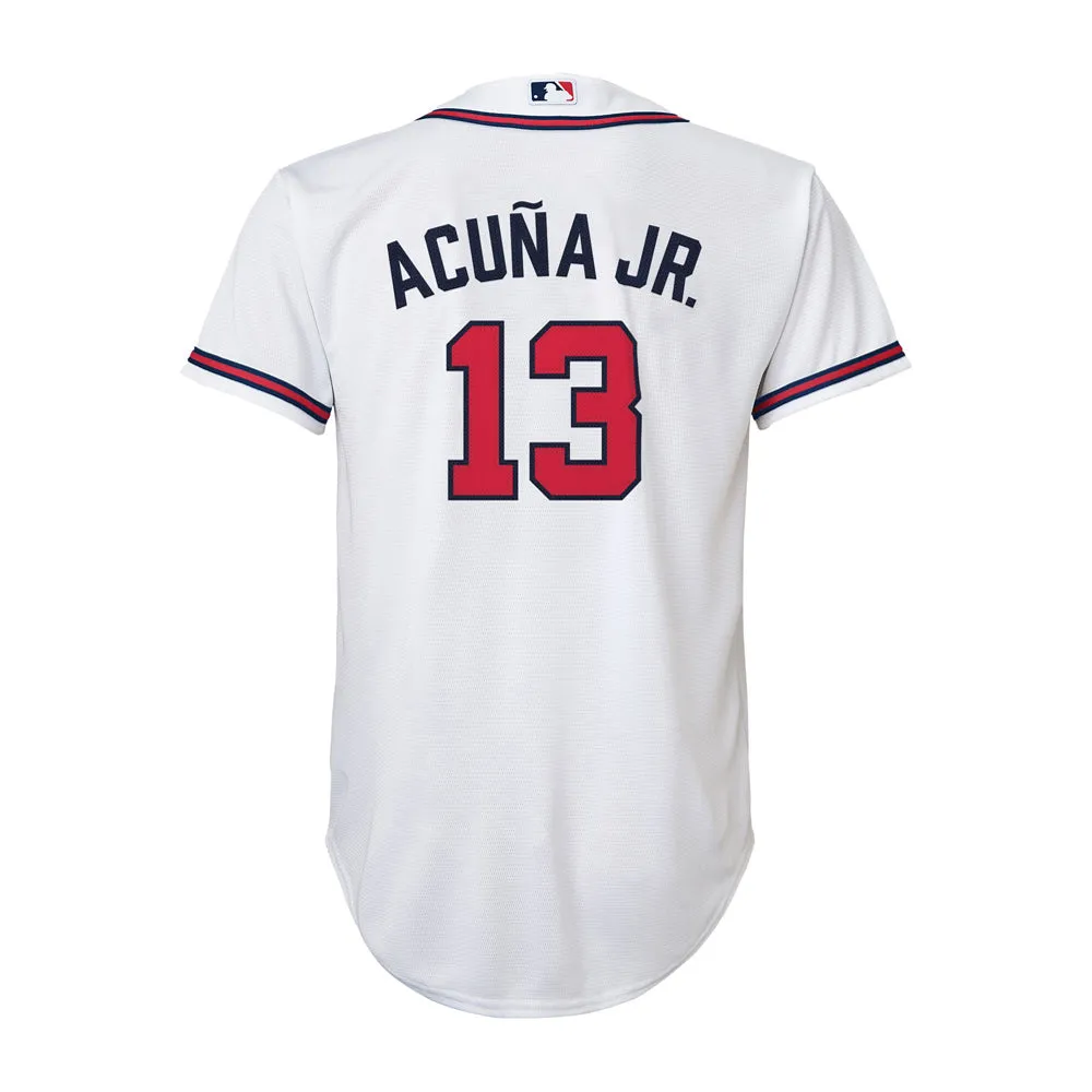 Youth Atlanta Braves Ronald Acuna Cool Base Replica Jersey White